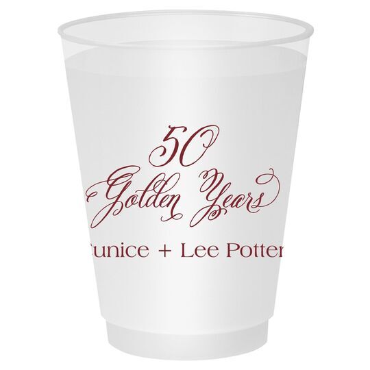 Elegant 50 Golden Years Shatterproof Cups